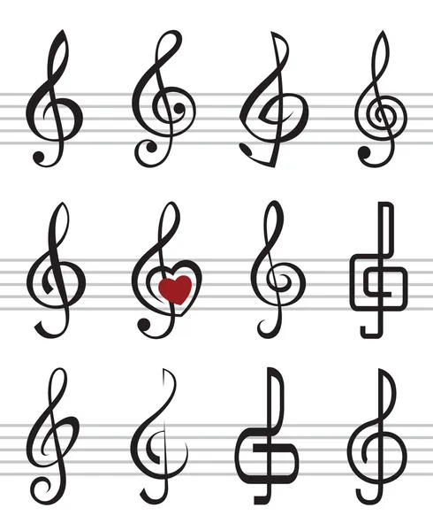 Treble clefs — Stockvector