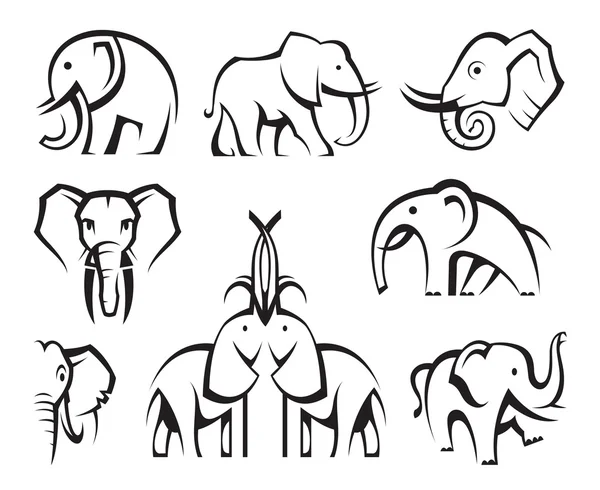 Слони набір — стоковий вектор