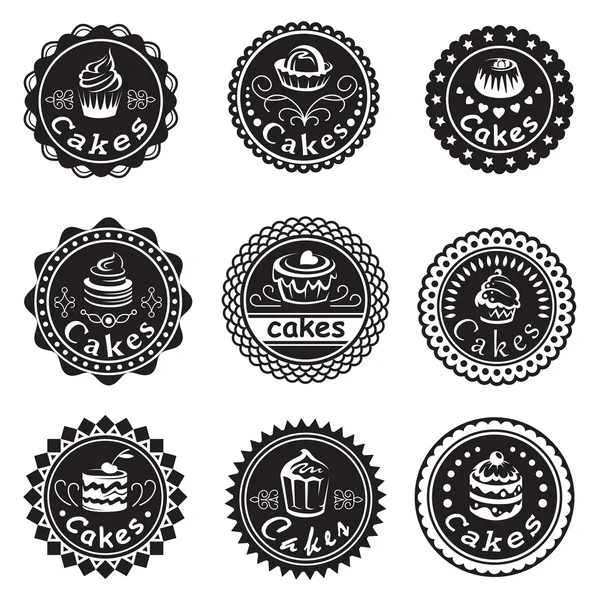 Collection de différentes étiquettes de cupcakes — Image vectorielle