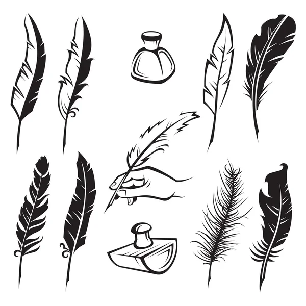 Feather pens — Stock Vector