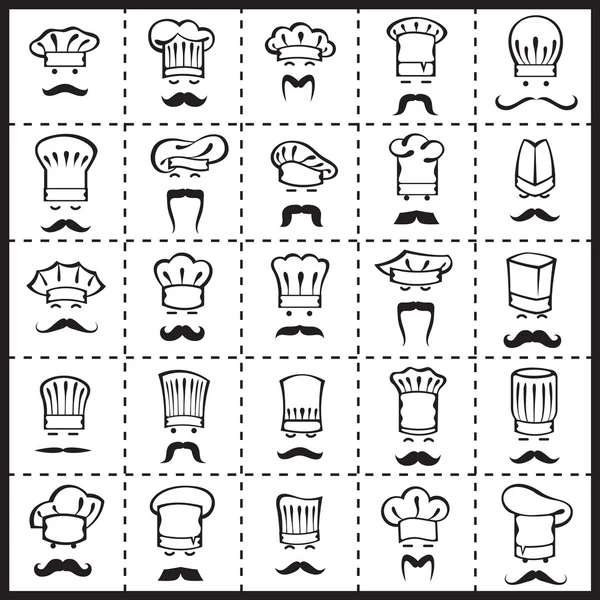 Set de Chefs Mustachioed — Archivo Imágenes Vectoriales