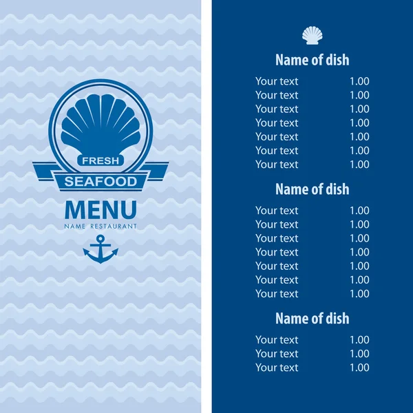 Design menu di frutti di mare — Vettoriale Stock