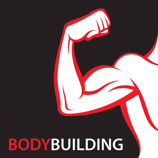 Illustration Bras Fort Avec Biceps Musculaires Isolés Sur Fond Noir — Image vectorielle