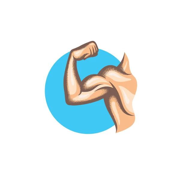 Icon Strong Arm Muscular Biceps Isolated White Background — Stock Vector