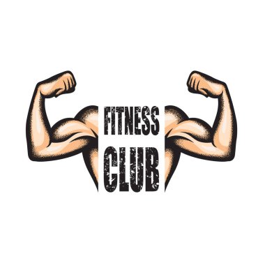 Beyaz arkaplanda izole edilmiş kaslı pazılara sahip güçlü kol simgesi 