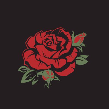 Siyah arkaplanda izole edilmiş kırmızı gül goncası resmi