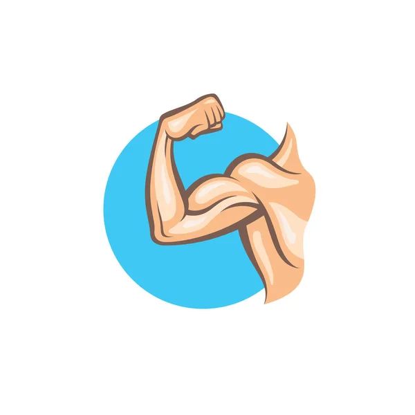 Icon Strong Arm Muscular Biceps Isolated White Background — Stock Vector