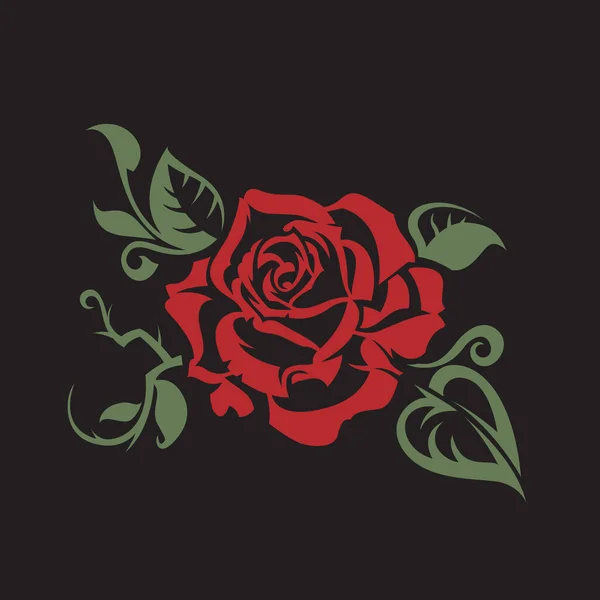 Kép Vörös Rózsa Bimbó Elszigetelt Fekete Alapon — Stock Vector