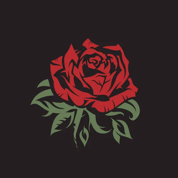 Obraz Czerwony Róża Pączek Izolowane Czarnym Tle — Wektor stockowy