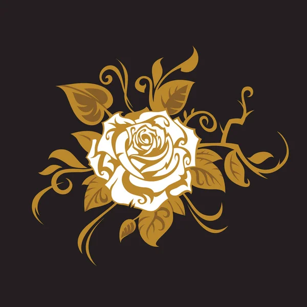 Изображение Бутона Розы Выделенного Черном Фоне — стоковый вектор