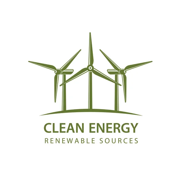 Icono Energía Renovable Con Turbinas Eólicas Aisladas Sobre Fondo Blanco — Vector de stock
