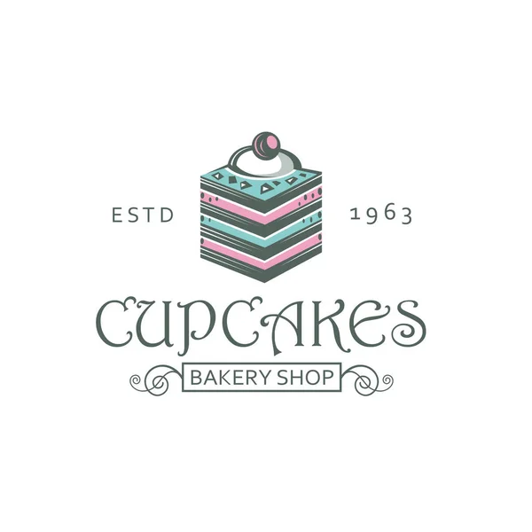 Etiqueta Com Cupcake Para Padaria Isolada Fundo Branco —  Vetores de Stock