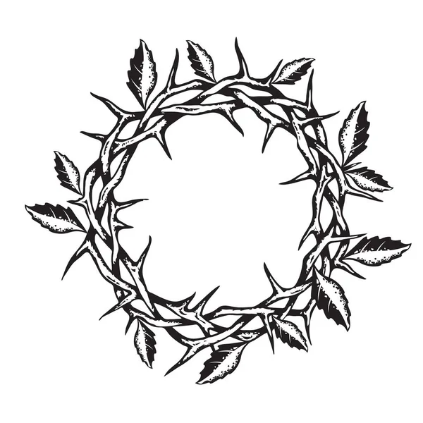 Jesus Coroa Espinhos Com Folhas Imagem Isolada Sobre Fundo Branco —  Vetores de Stock