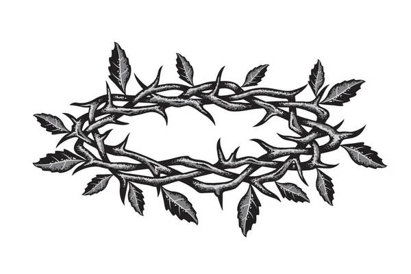 Jesus Crown Thorns Leaves Image Isolated White Background — Stock Vector