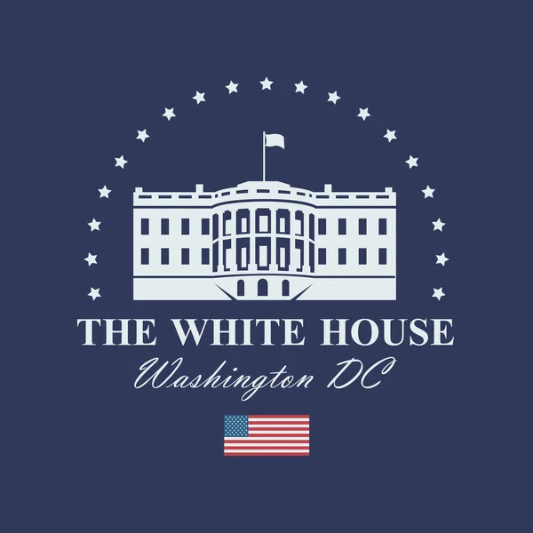 White House Building Icon Washington Isolated Blue Background — Stock Vector