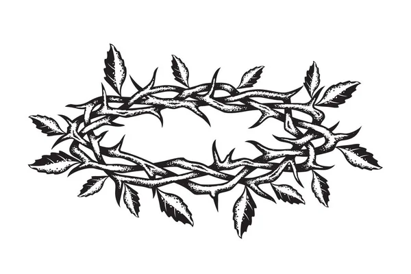 Ісусова Корона Шипів Зображенням Листя Ізольовано Білому Тлі — стоковий вектор