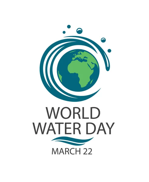 Weltwassertag Grußplakat Mit Erde Und Spritzwasser Isoliert Auf Weißem Hintergrund — Stockvektor