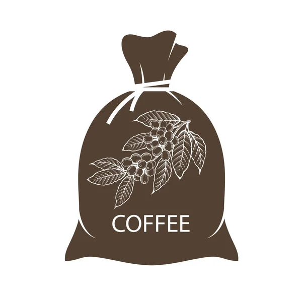 Illustration Sac Avec Grains Café Isolés Sur Fond Blanc — Image vectorielle