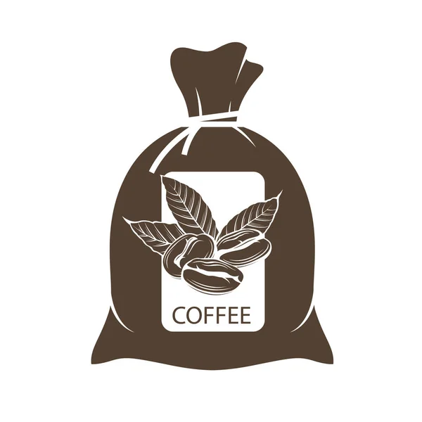 Illustration Sac Avec Grains Café Isolés Sur Fond Blanc — Image vectorielle