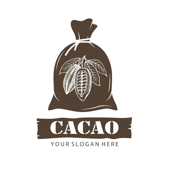 Ilustración Saco Anudado Con Granos Cacao Aislados Sobre Fondo Blanco — Vector de stock