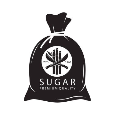 Büyük siyah düğümlü çuval, beyaz arka planda izole edilmiş şeker kamışı