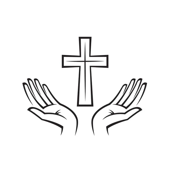 Cross Hands Symbol Isolated White Background — 스톡 벡터