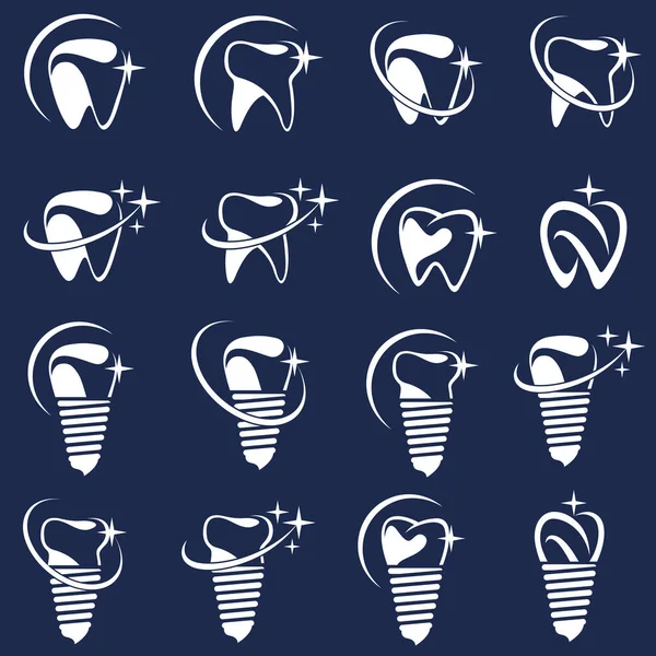 Abstracte Tandheelkundige Icoon Collectie Voor Tandheelkundige Kliniek — Stockvector