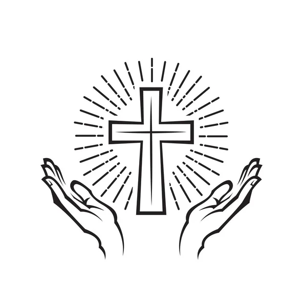 Cross Hands Symbol Isolated White Background — Διανυσματικό Αρχείο