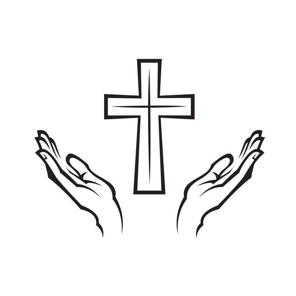 Cross Hands Symbol Isolated White Background — Vector de stock