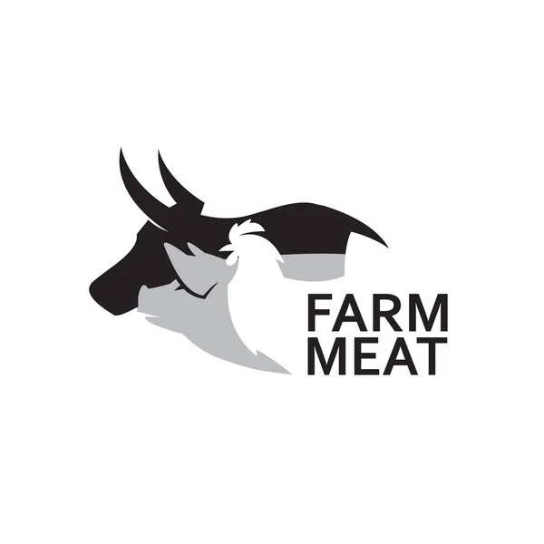 Etiqueta Dos Animais Criação Vaca Galinha Porco Isolados Sobre Fundo —  Vetores de Stock