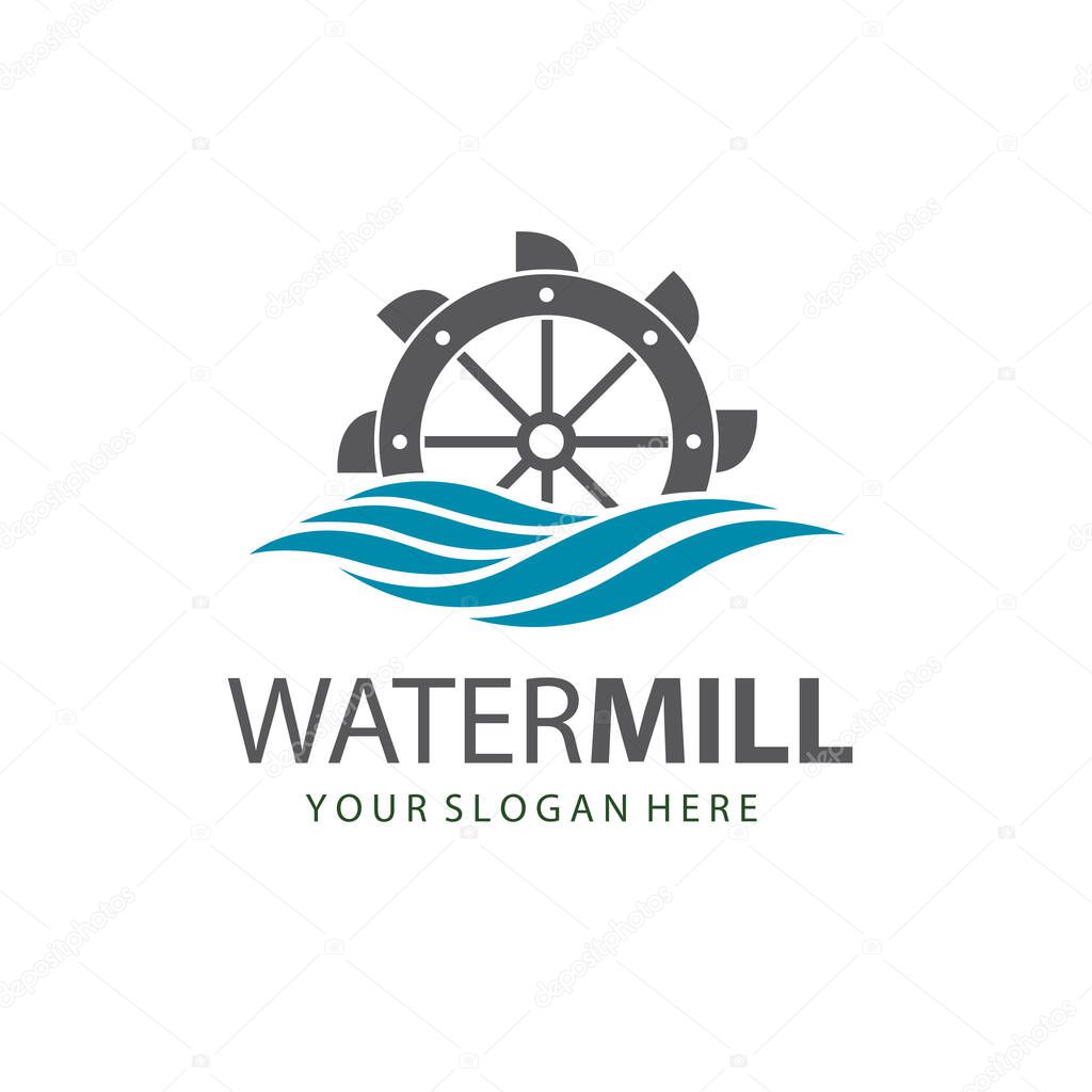 Illustration of water mill wheel isolated on white background