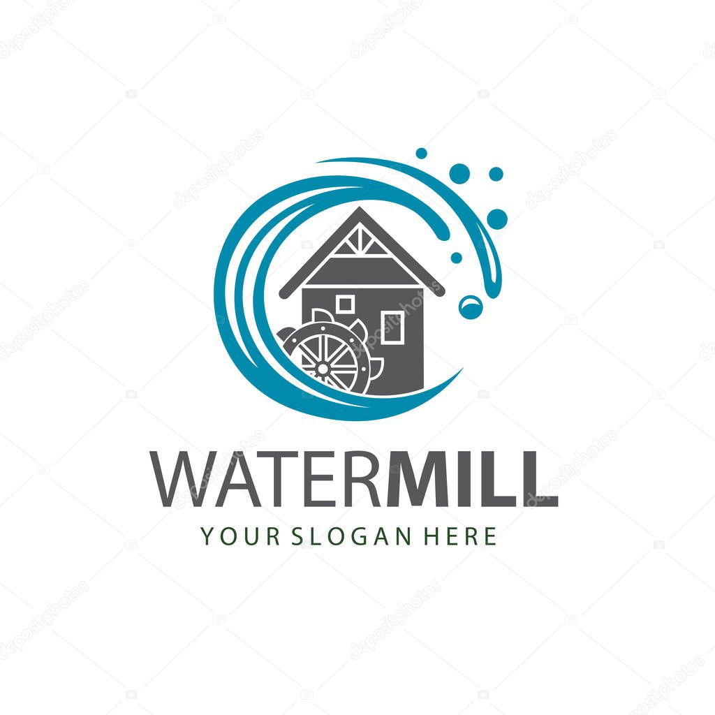 Illustration of water mill wheel isolated on white background