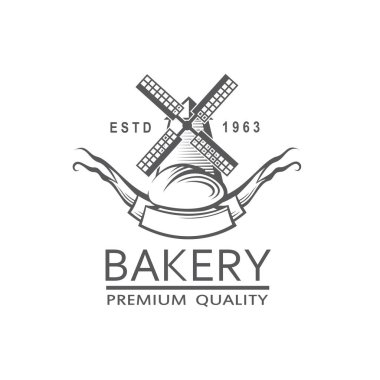 Beyaz arkaplanda yel değirmeninin tek renkli çizimi