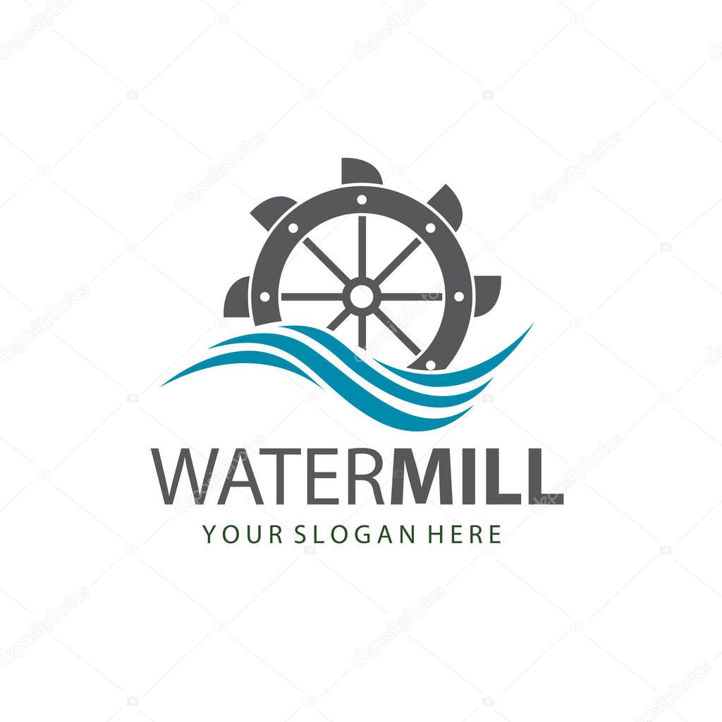 Illustration of water mill wheel isolated on white background