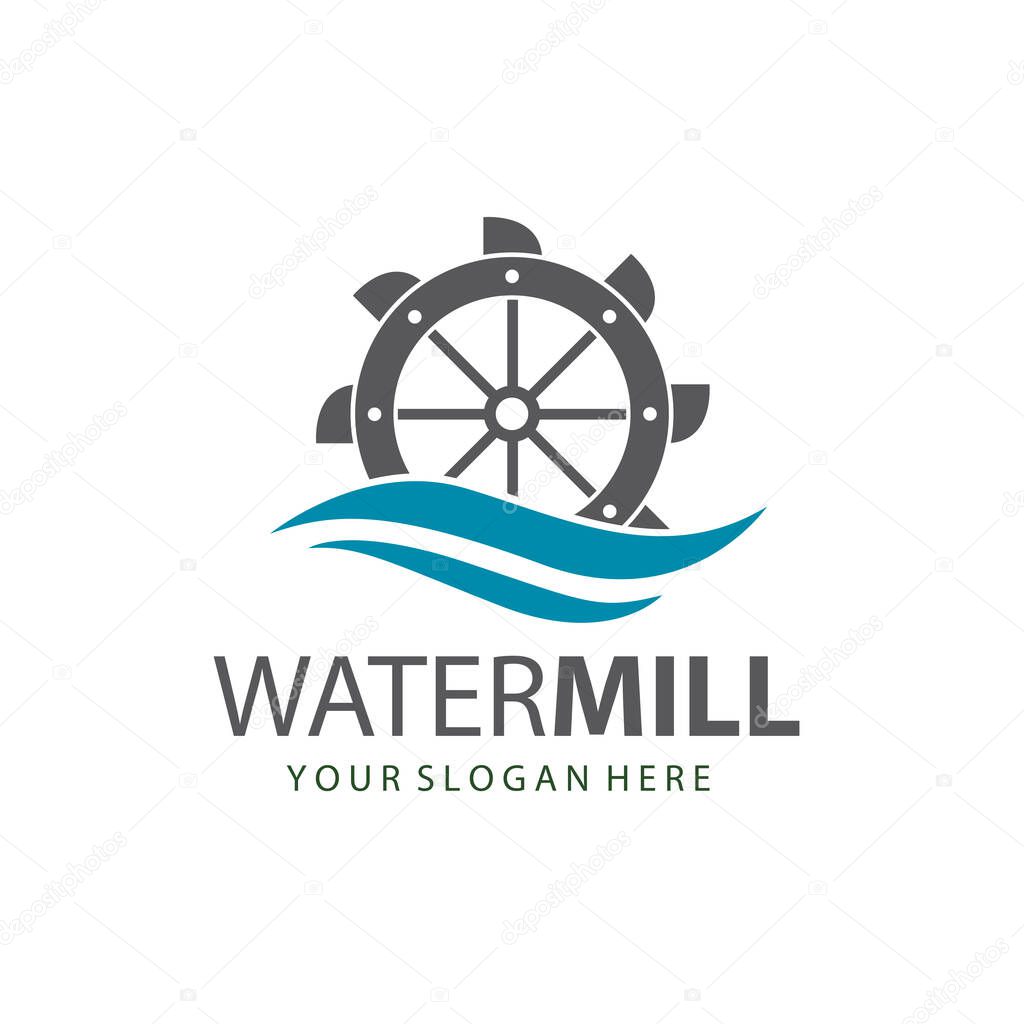 Illustration of water mill wheel isolated on white background