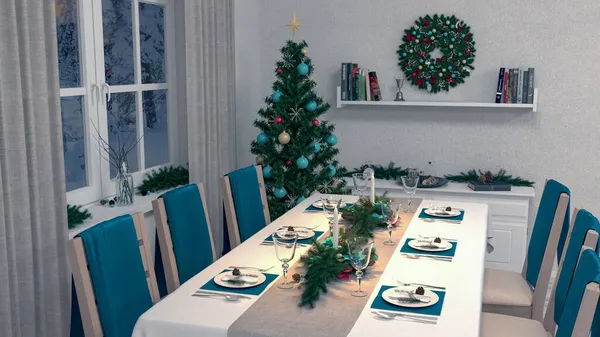 Yılbaşı sofrası iç kısımda.