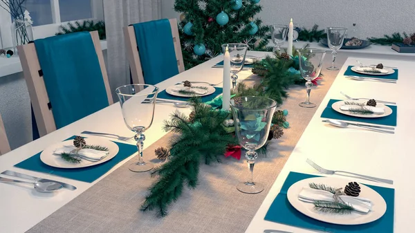 Yeni yıl yemeği servisi.