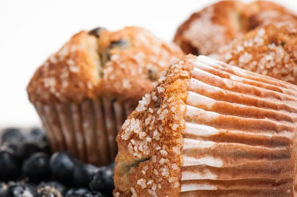 Muffin de mirtilo no fundo branco — Fotografia de Stock