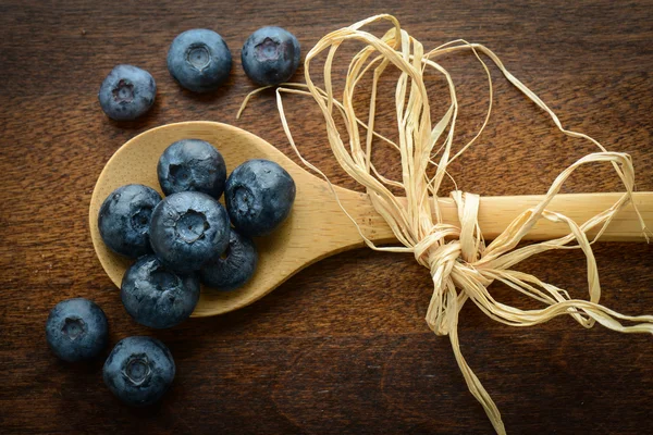 Blueberries on a Spoon Close Up — Stock Photo, Image