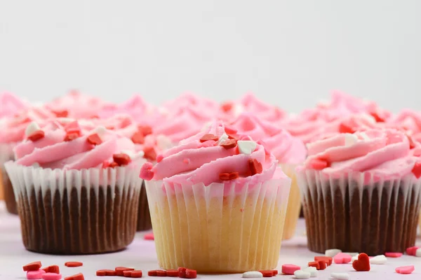 Pink Holiday San Valentín Cupcakes —  Fotos de Stock