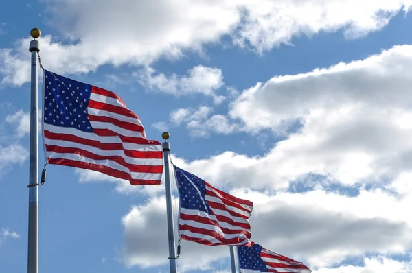 Amerikaanse vlaggen in de wind — Stockfoto