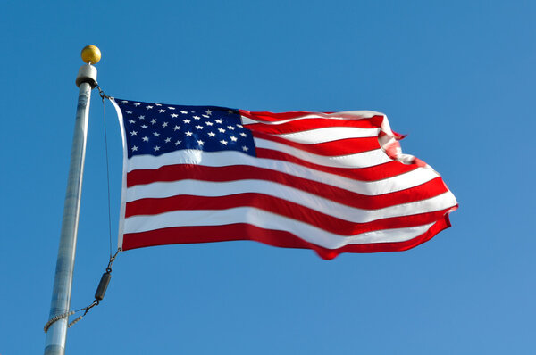 American Flag Waving in the Wind