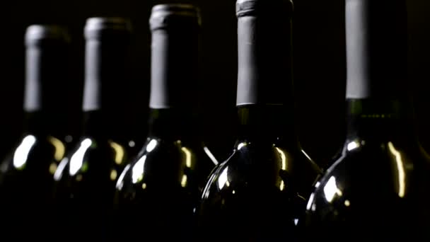 Бутылки красного вина — стоковое видео