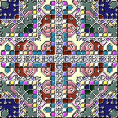 soyut sanat, mozaik desen, simetrik ve geometrik şekiller