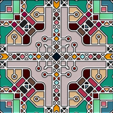 soyut sanat, mozaik desen, simetrik ve geometrik şekiller