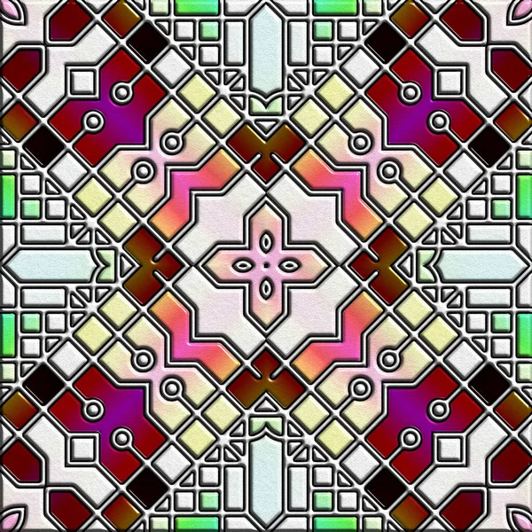 Abstract Art Mosaic Pattern Symmetric Geometric Shapes — Fotografia de Stock