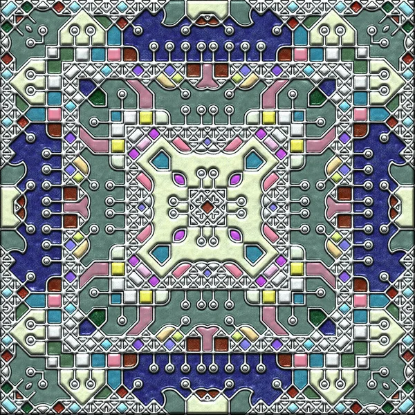 Abstract Art Mosaic Pattern Symmetric Geometric Shapes — Fotografie, imagine de stoc