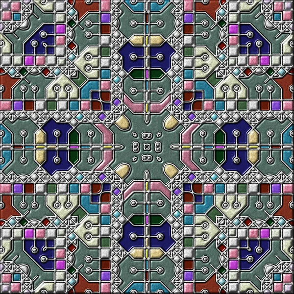 Abstract Art Mosaic Pattern Symmetric Geometric Shapes — стоковое фото