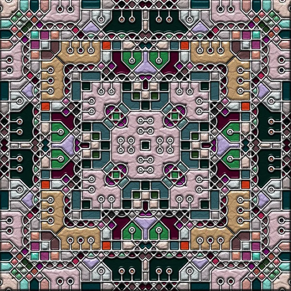 Abstract Art Mosaic Pattern Symmetric Geometric Shapes — Stockfoto