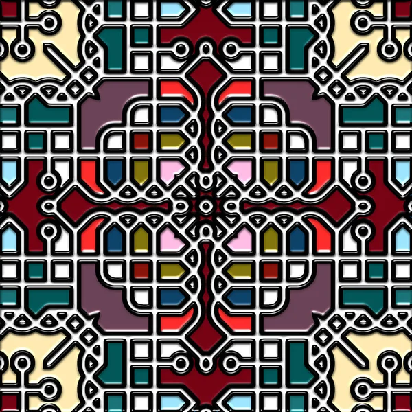 Abstract Art Mosaic Pattern Symmetric Geometric Shapes — Stock Photo, Image